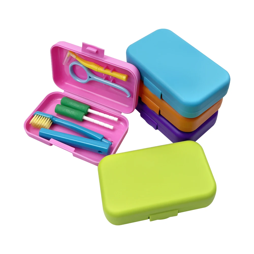 Kit portátil de cuidados dentários Escova de dentes dobrável de viagem Escova interdental ortodôntica Extrator de cintas Gancho de remoção Chewios