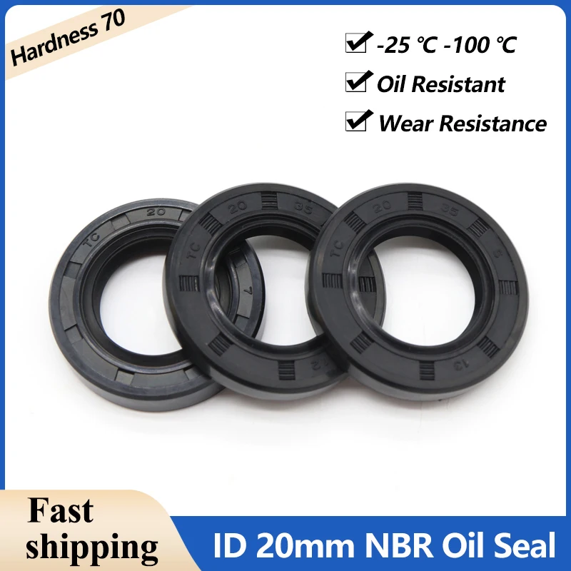 

2/5pcs ID 20mm NBR Oil Seals TC-20*27/28/30/32/34/35/37/38/40/42/45/47/50*5/6/7/8/10/12mm Nitrile Rubber Shaft Double Lip Gasket