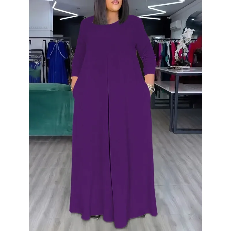Monos de mujer en 6 colores, ropa informal elegante con cuello redondo, manga larga, bolsillos de pierna ancha, mono solitario para mujer 2025 179437
