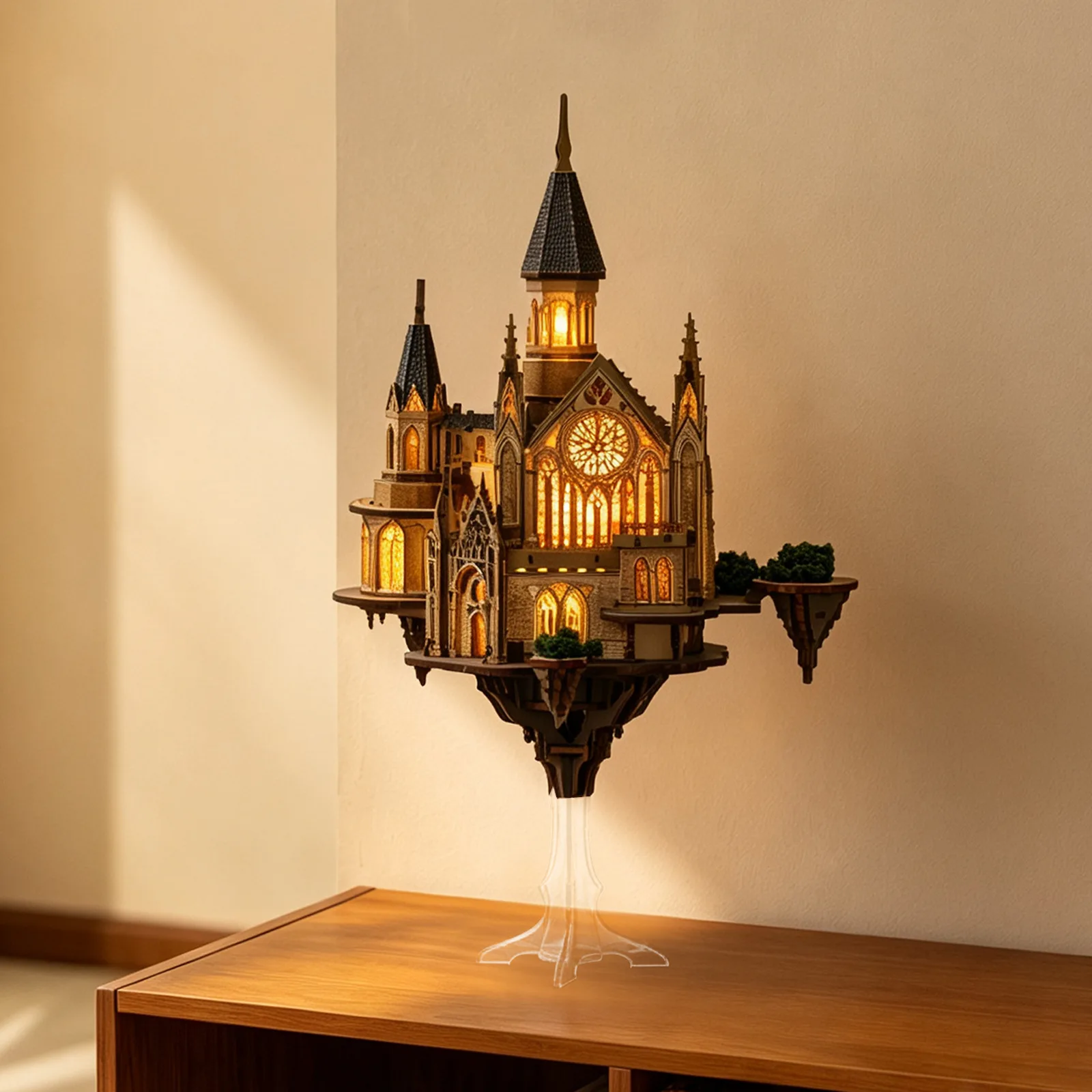 DIY Wooden Glen Sky Citadel Cottage Figurines Miniatures Kits Magic Castle Casa for Friends Birthday Gifts Home Decor Crafts