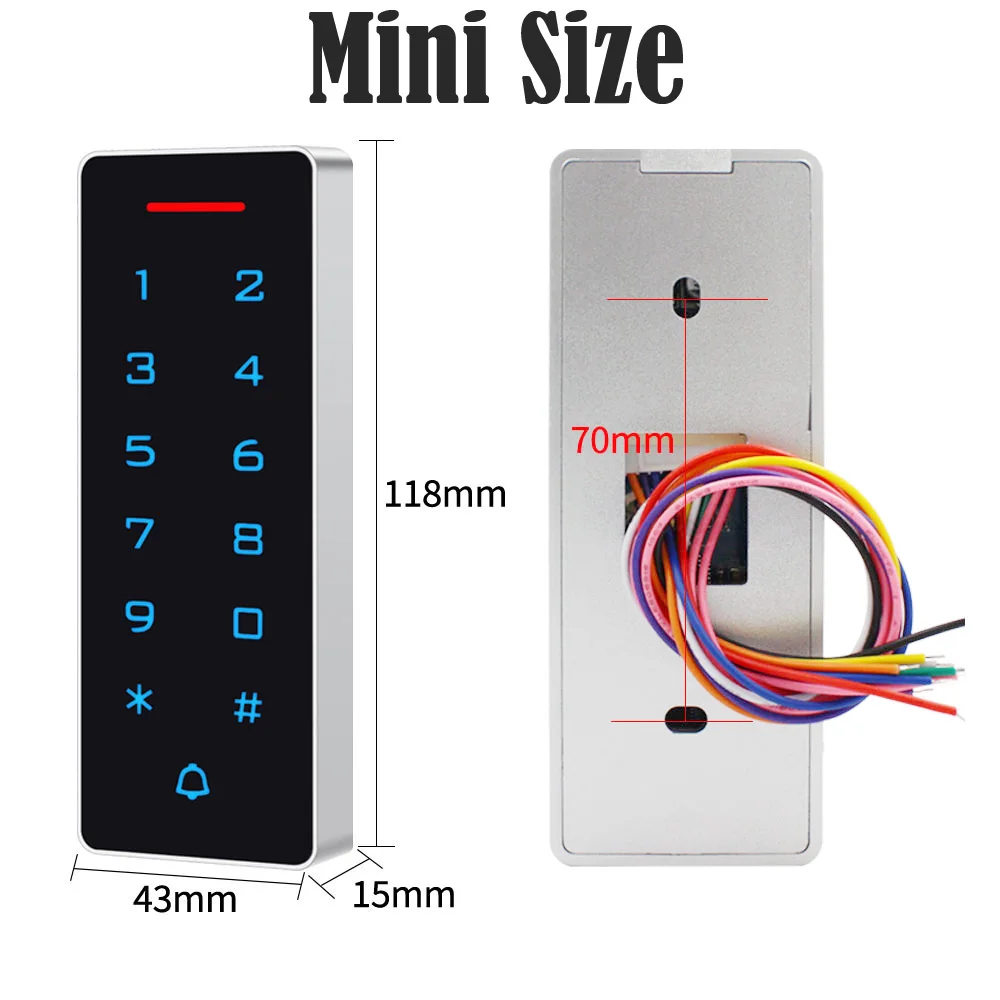 Standalone Backlight Touch Access Control Keypad 125khz 13.56Mhz RFID Proximity Wiegand 26 Access Control Card Reader 2000 Users