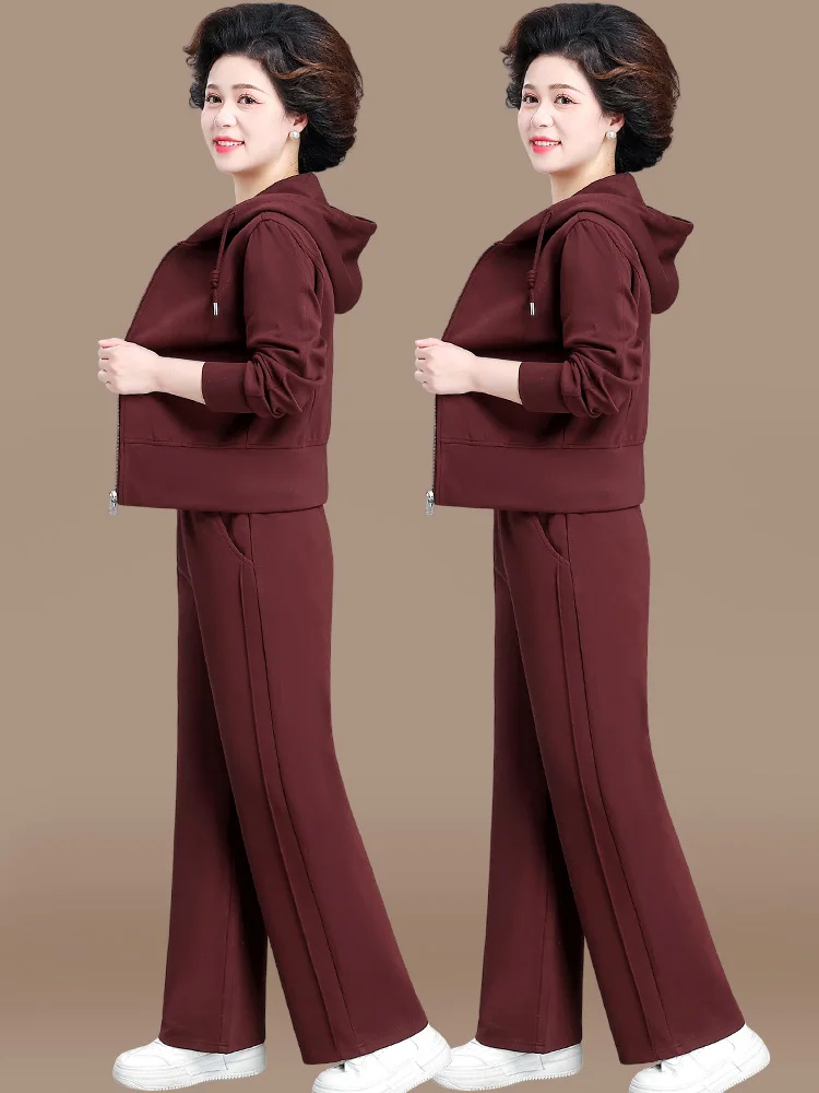 

Casual Sportswear Set for Women Spring Faionable Hoodie Top And Jaet Two-Piece Ensemble Breathable Polyester Fiber