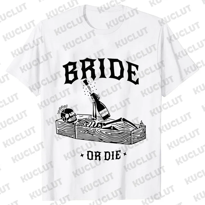 Funny Bride or Die T-shirt Halloween Bachelorette Party Shirt Till Death Do Us Party Tops Bridal Shower Matching Team Bride Tees image 3
