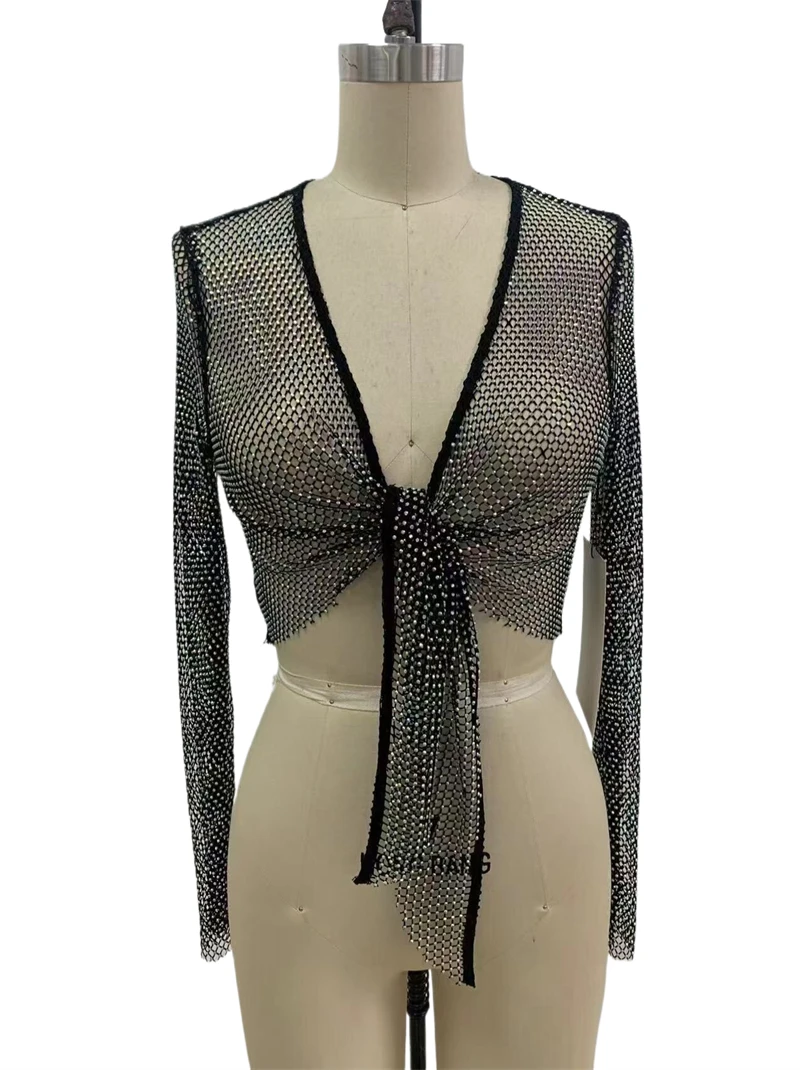 Funkelnde Strass-Bademode für Damen 2026 Sommer Langarm-T-Shirt Sexy Strandkleid Badeanzug – Detail 6