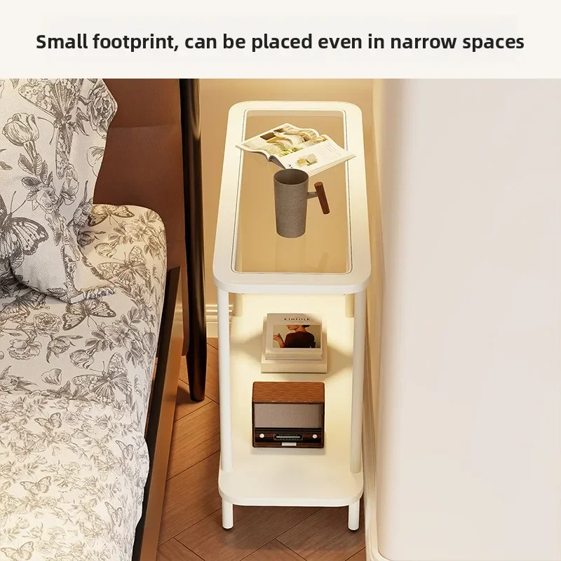 Bedside table Modern simple double-layer narrow-slit storage rack Mini edge table next to the sofa in the living room image 4