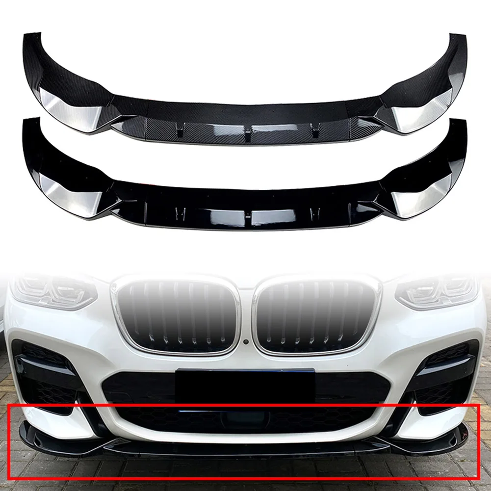 Car Front Bumper Lip Spoiler Splitters Body Kit For BMW X3 G01 X4 G02 M-Sport 2018 2019 2020 2021 Glossy Black/Carbon Fiber