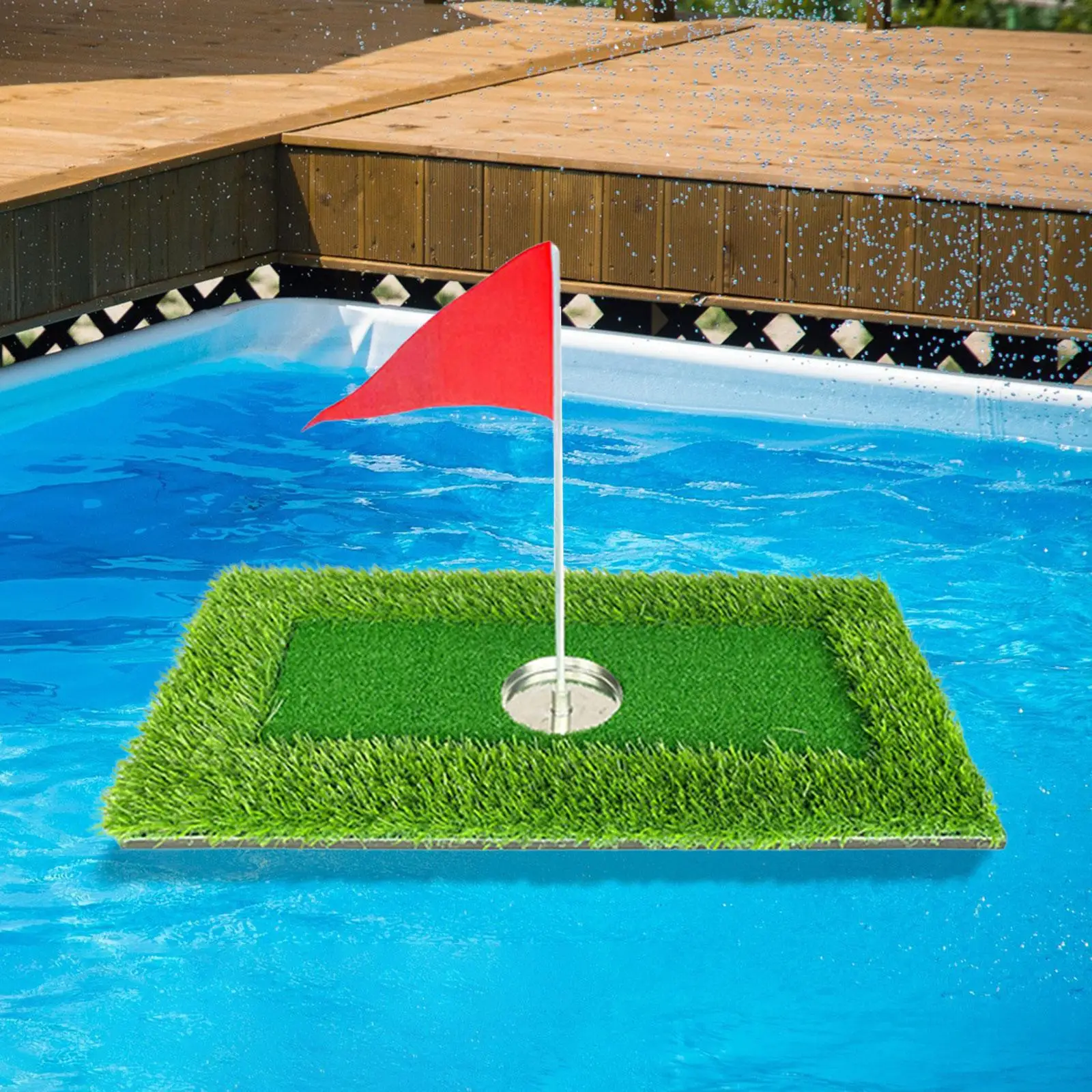 Floating Golf Putting Mat Golf Games Golf Tee Artificial Turf Mat Pool Outdoor