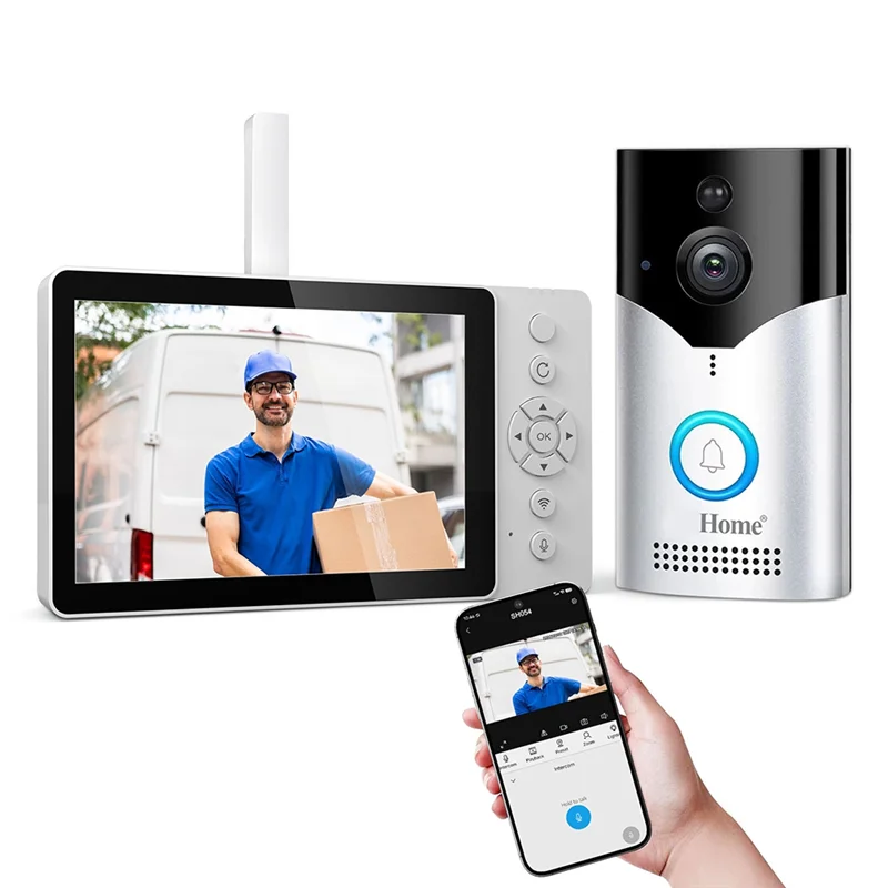 4MP 1440P SH054 5-Inch Wireless Wifi Video Doorbell With 120-Degree Wide Angle Camera Visual Door Viewer