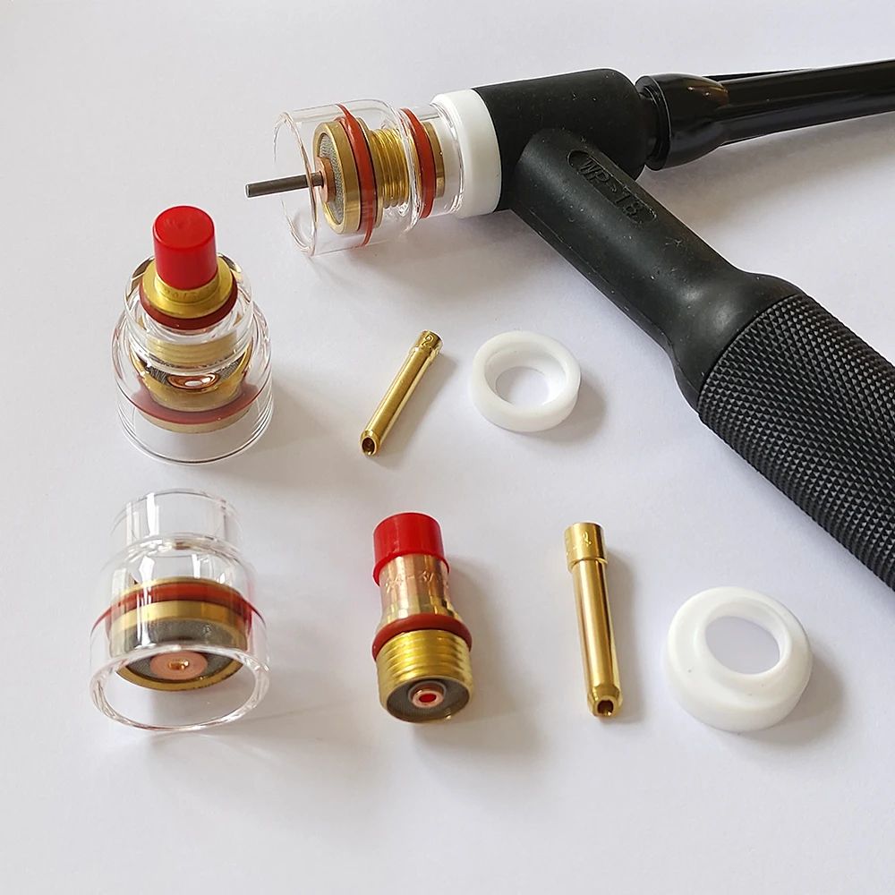 Tig Welding Parts 12# Glass Nozzle Kit (Glass Cup, Gas Lens,Collet,Cup Gasket)