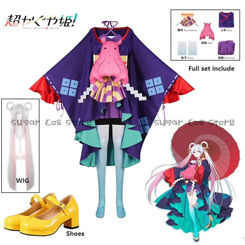 Disfraz de Cosplay de Anime Princesa Cósmica Kaguya Yachiyo Tsukimi, Peluca, Vestido, Muñeca, Kimono Yachiyo Runami, para Fiesta de Halloween, Mujeres y Niñas