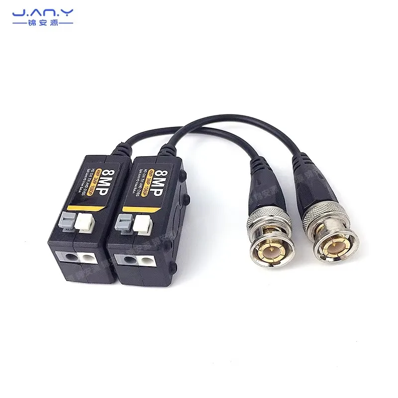 8mp monitoring HD twisted pair transmitter passive card line splicing network cable signal to bnc coaxial connector