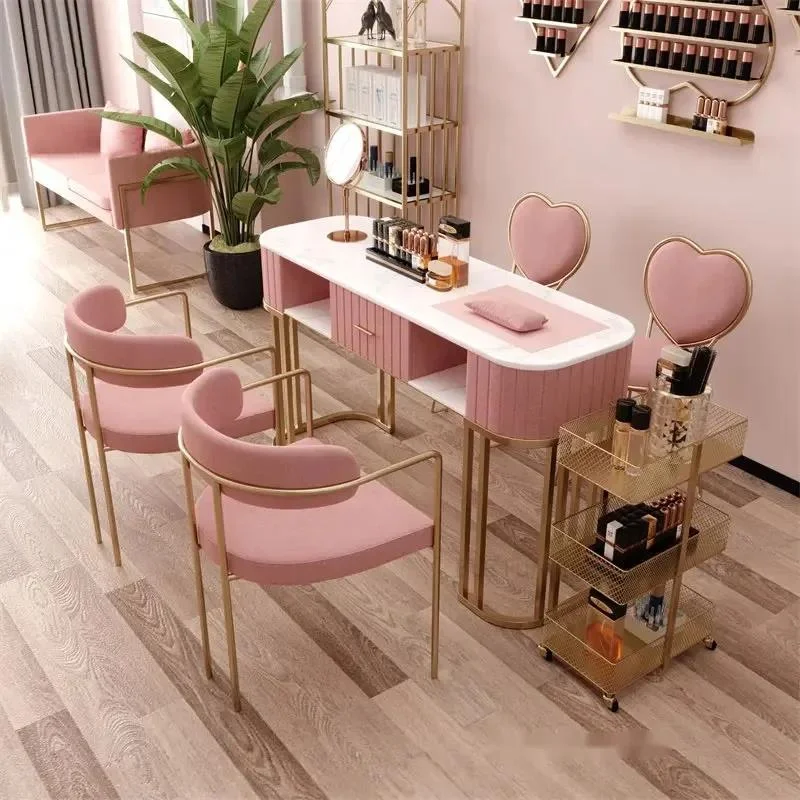 Moderne Minimalistische Manicure Tafel En Stoel Set Lichte Luxe Schoonheidssalon Nagel Tafels Salon Salon Meubels Huishoudelijke Nagel Make-Up Tafel