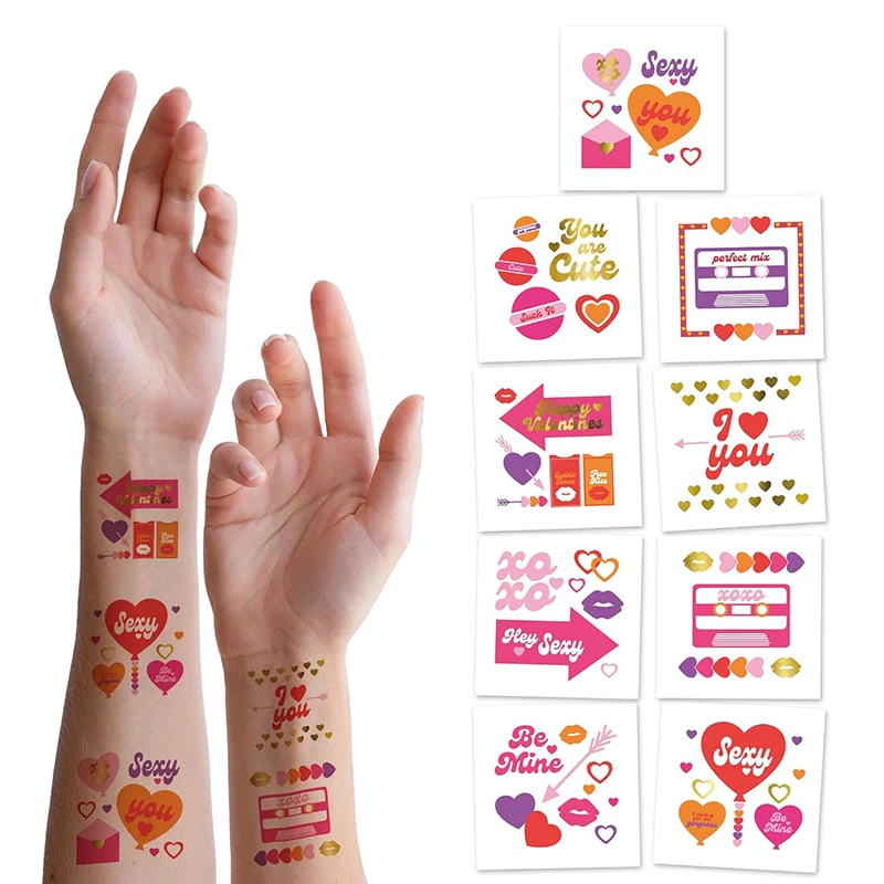 Valentines Temporary Tattoos Love Theme Tattoo for Valentines Day Proposal Wedding Anniversary Party Temporary Tattoos Favor