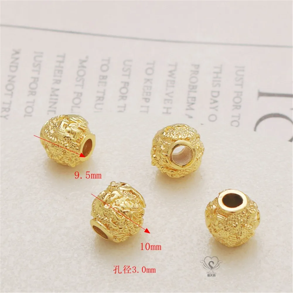 

Matte Gold Color Thick Threaded Barrel Beads Round Beads Loose Beads DIY Bracelet Necklace Handmade Beads Jewelry Accessories