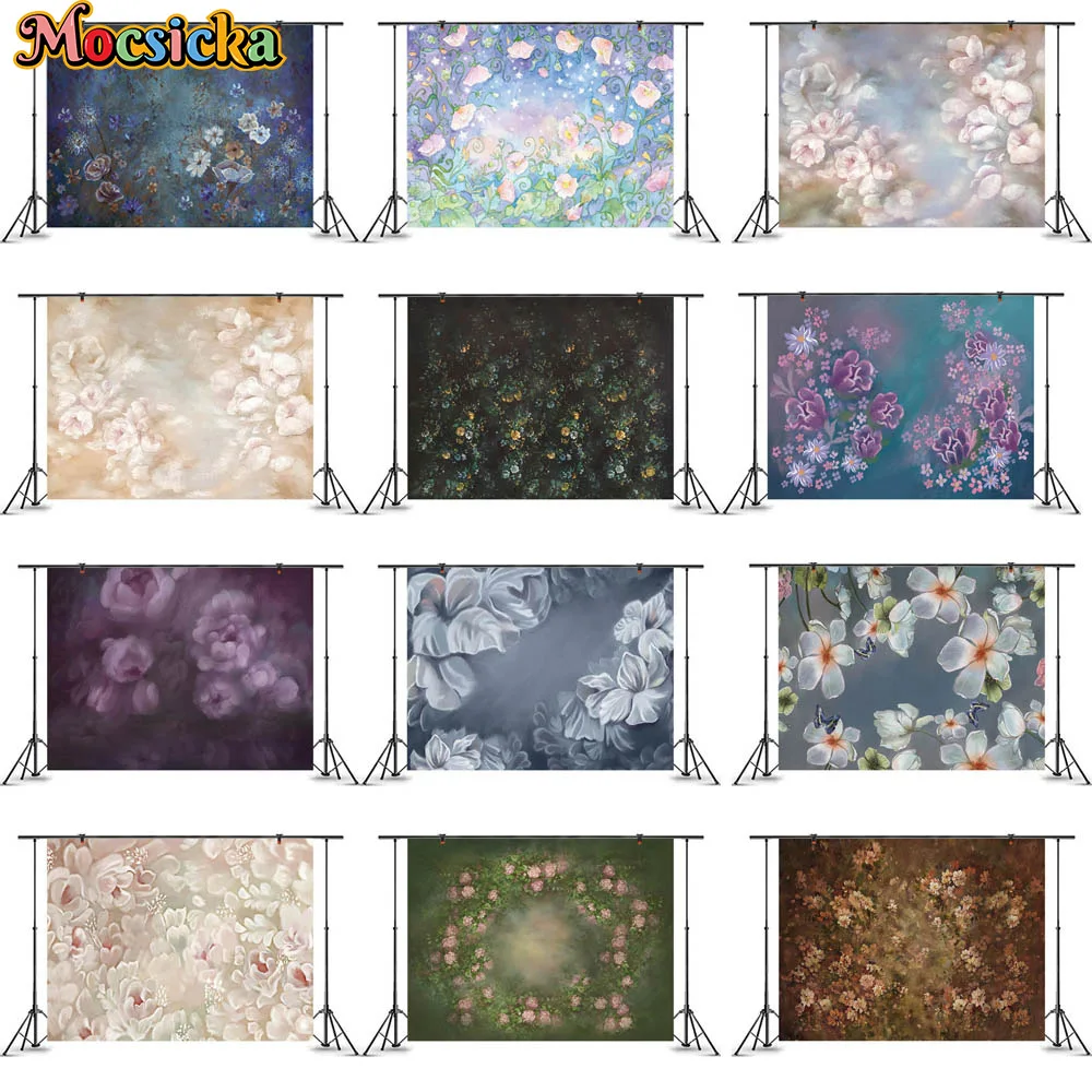 MOCSICKA 추상 질감 꽃 신생아 사진 촬영 배경 꽃 어린이 생일 Photocall 배경 사진 스튜디오