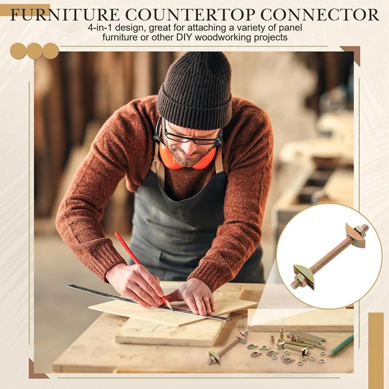 

Комплект из 12 соединителей для каркаса кровати M8x100 мм, фурнитура для мебели и шкафов, универсальные соединители «четыре в одном», для сборки кроватей