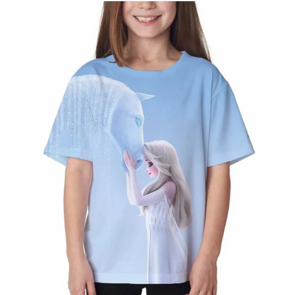 2024 Summer Disney Movie Moana 3d Print T-Shirt Children's T Shirts Kids Girls Clothes Disney Queen Elsa Series Casual Tops Tees