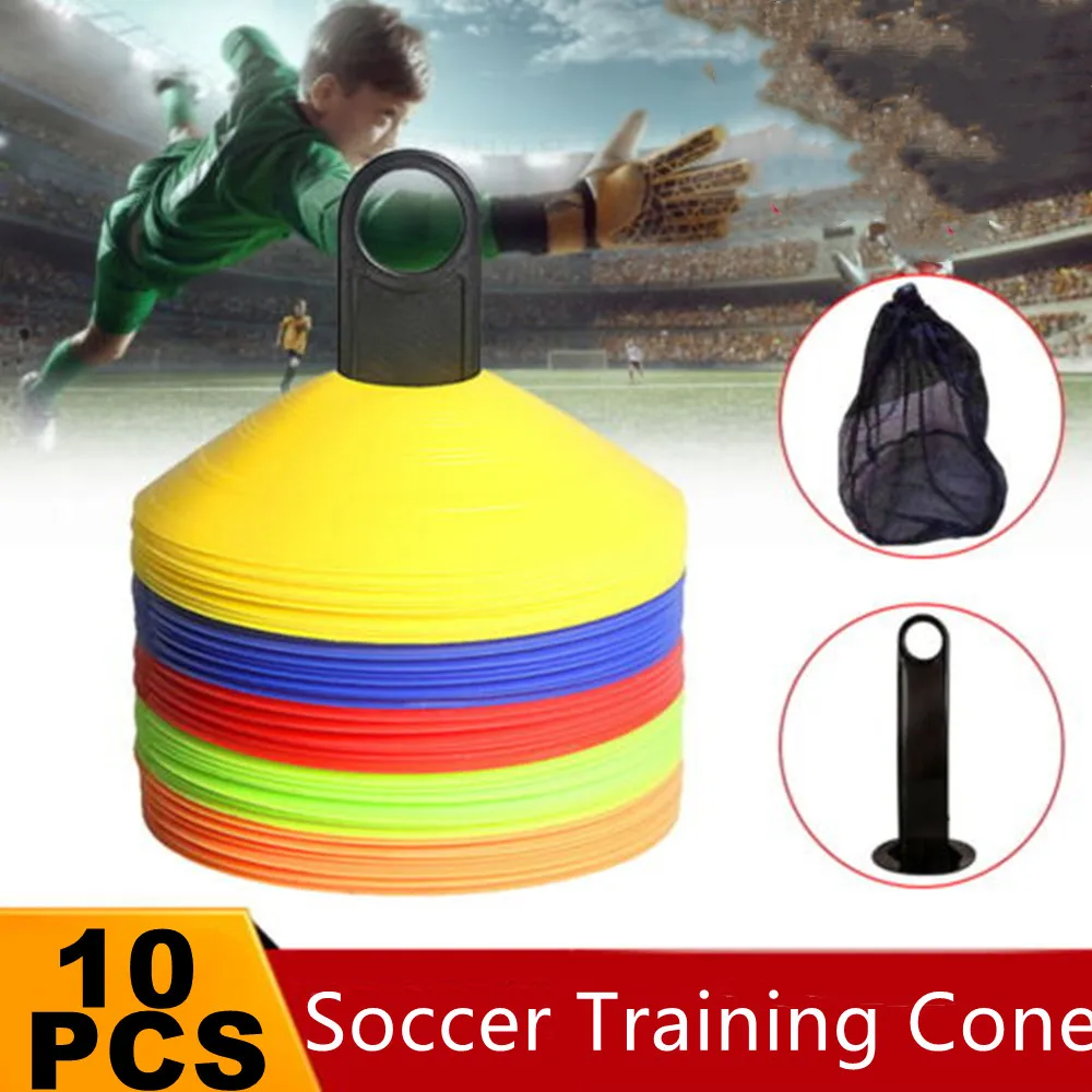 

10Pcs Agility Disc Cone Set Multi Sport Training Space Cones With Plastic Stand Holder For Soccer Football Ball Game Disc