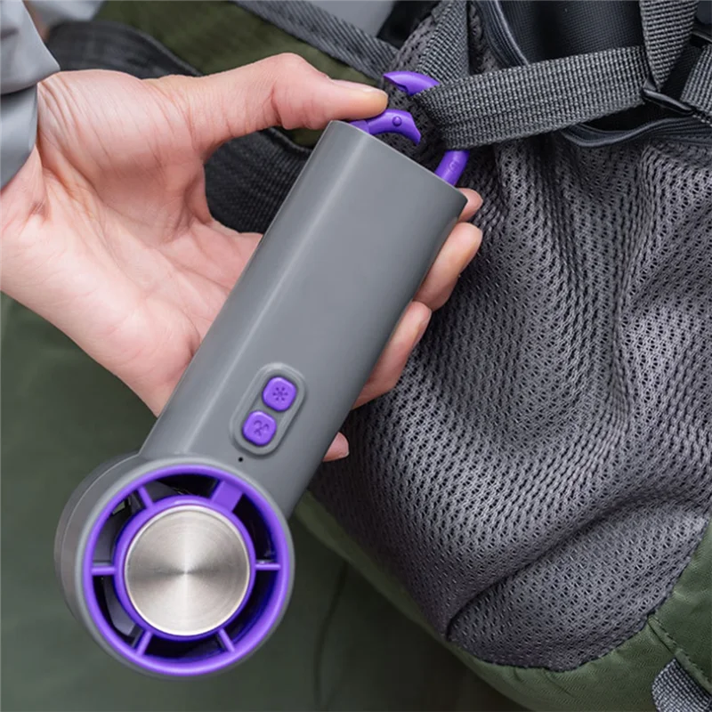 Ultra Cold Wind Fan High-Speed Handheld Fan Mountaineering Buckle Folding Small Fan Purple