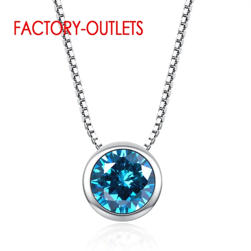 925 Sterling Silver Pendant Necklace For Decoration 9 Colours Fashion Jewelry CZ  Crystal Women Girls Party Engagement