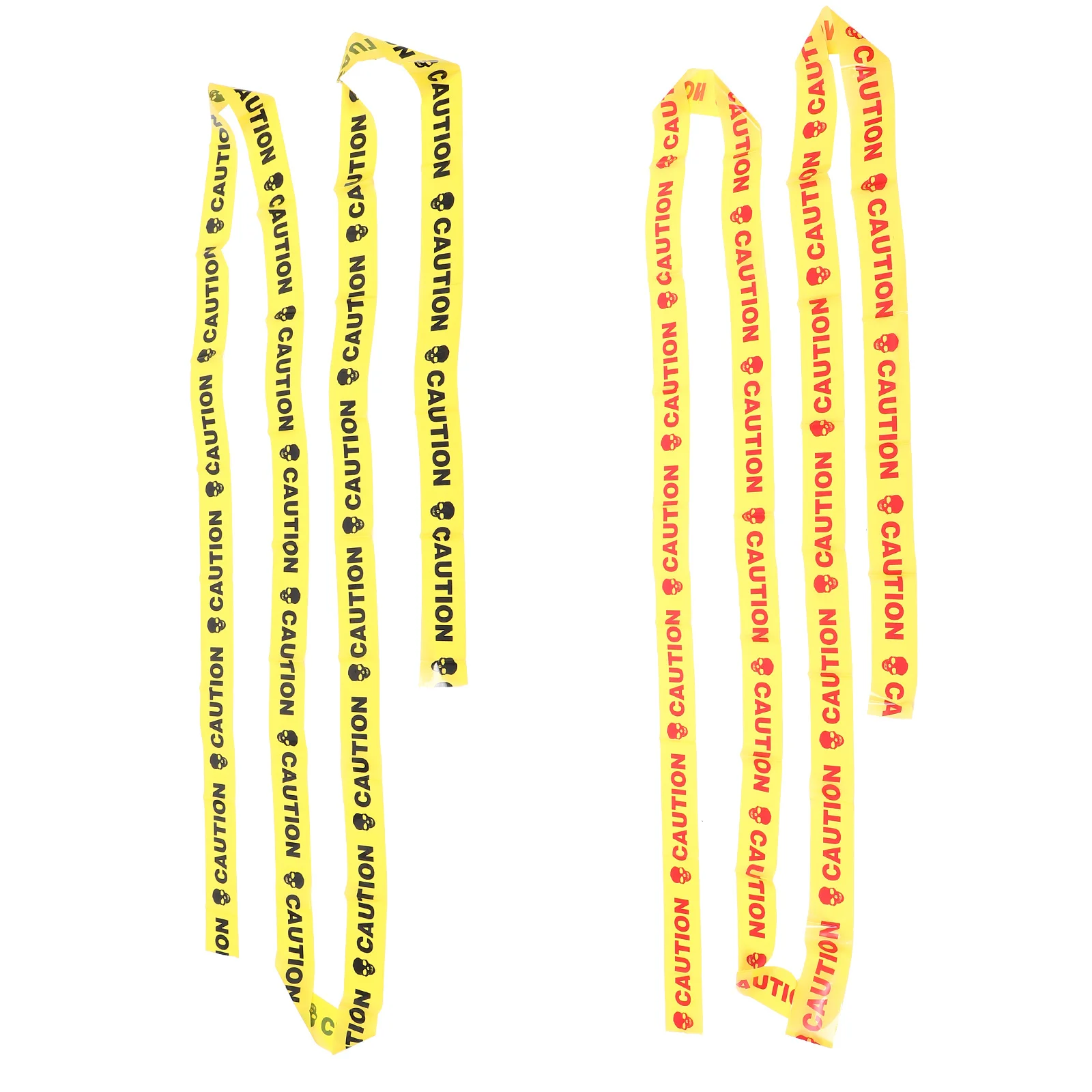 2Pcs Halloween Skull Patterned Yellow Caution Orange Warning Safety Warning Tape for Marking Construction Hazards and Halloween