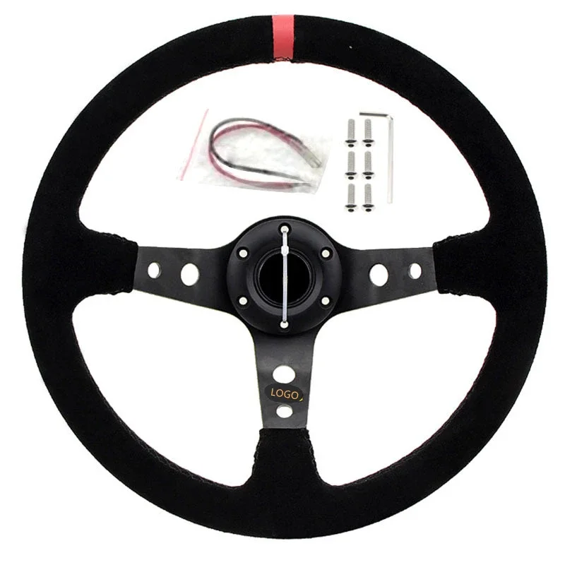 Car Modification 14 Inch Matte Personalized Racing Car 350mm Suede Universal Steering Wheel