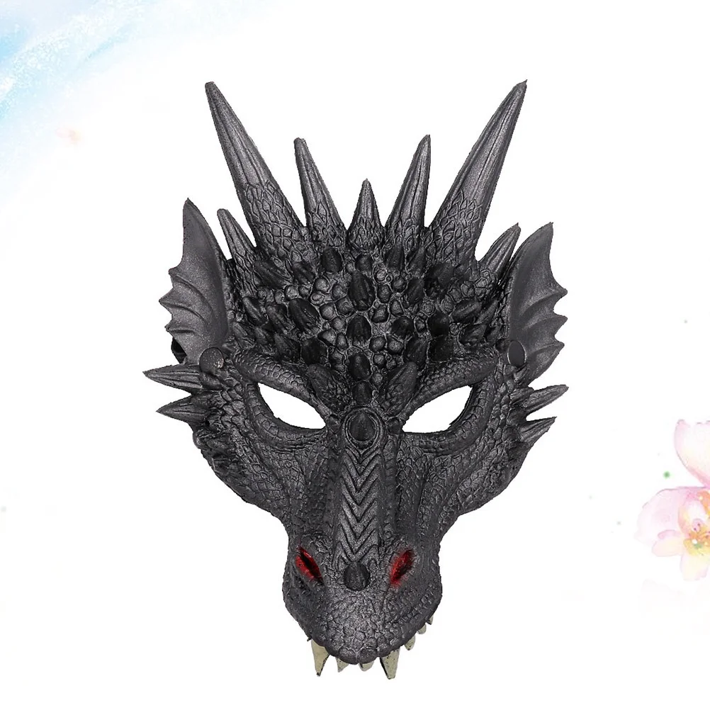 1PC Dragon Mask Costume Prop Mask Dress-up Accessory for Halloween Masquerade Cosply Costume Party Carnival Performance Black