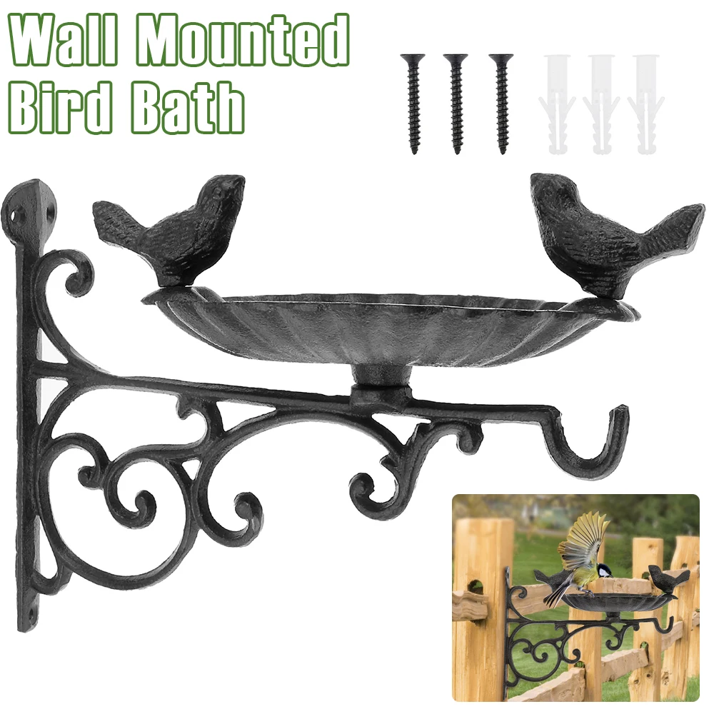 

Настенная ванна для птиц, чугунная кормушка для птиц, украшение для сада, элегантный забор, крепление на дерево, кормушка для птиц, сетчатый лоток для семян для улицы