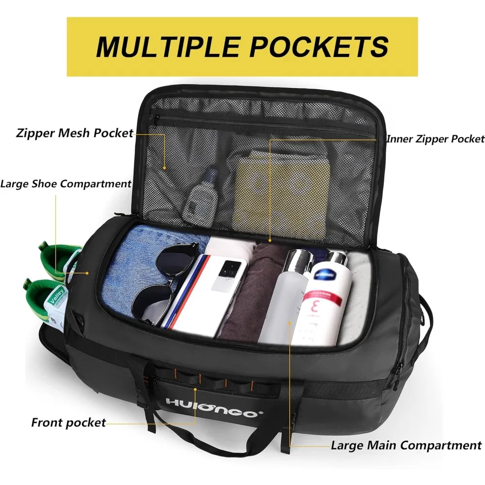 حقيبة ظهر كبيرة من القماش الخشن مقاومة للماء سعة 90 لترًا للرجال - أساسية للسفر والمغامرة الخارجية