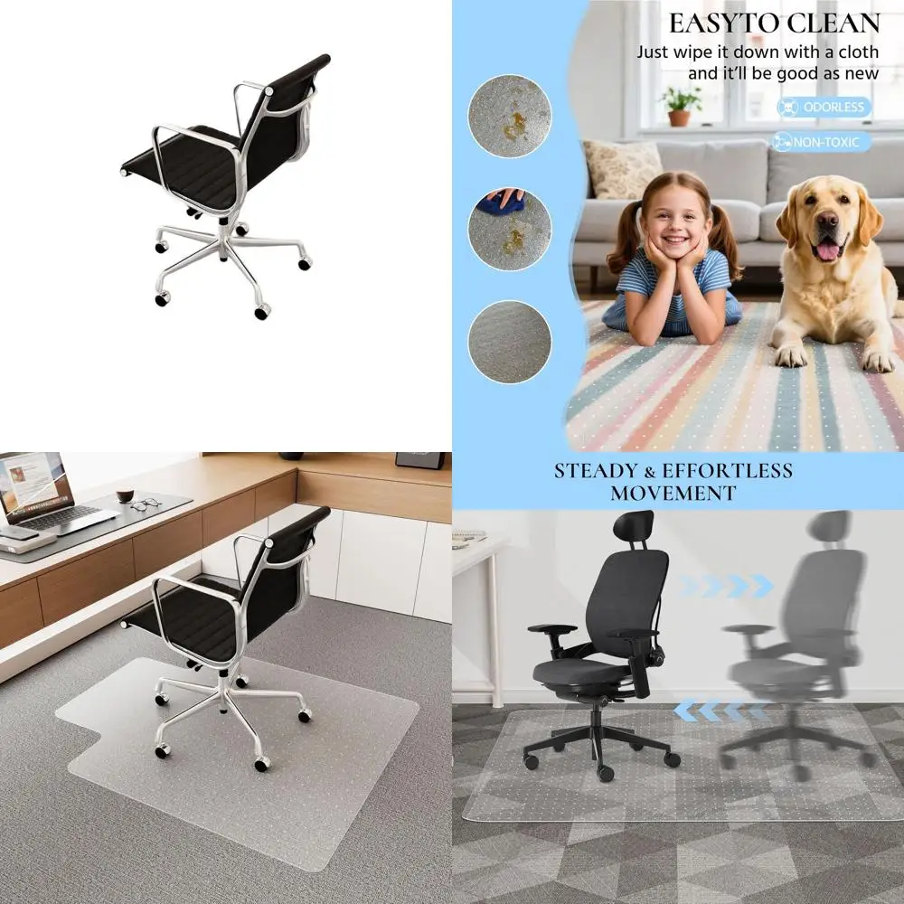 

Коврик для офисного стула для ковров, коврик для настольного стула с шипами 53 x 45 дюймов для пола с низким ворсом, прозрачный защитный коврик для ковров