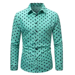 Popular Men's Polka Dot Shirt Long-sleeved Shirt 3D Printing Men's Slim Business Casual Floral Men's Shirt Large Size Xs-6xl