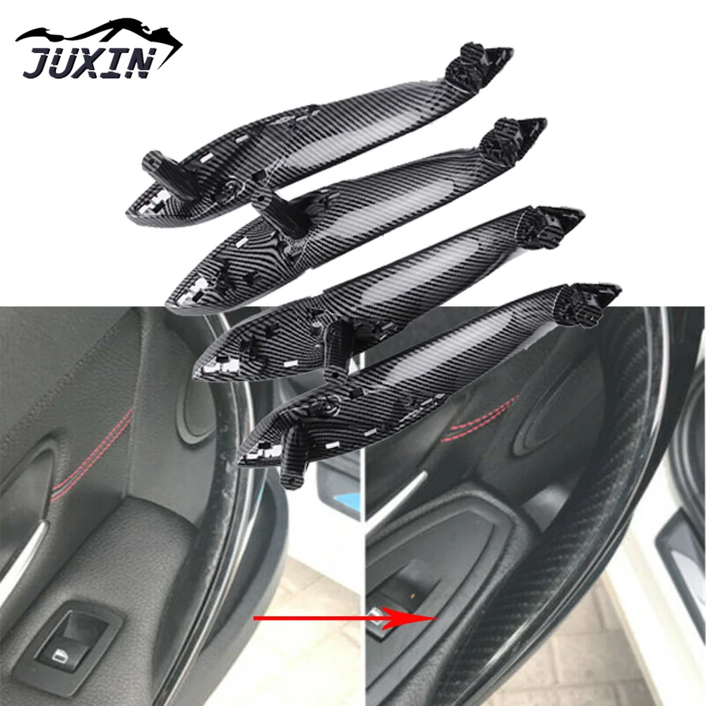 

4PCS Fit For BMW F30 F80 F31 F32 F80 Front Rear Left & Right Inner Trim Door Pull Handle Carbon Fibre