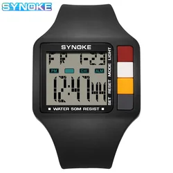 Synoke Digital Watch Men Sports Electronic Watch 5Bar Waterproof Light Large Screen Square Student Watch Outdoor Fashion Trend