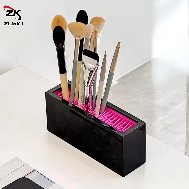Makeup Brush Holder Organizer Silicone Ventilate Air Drying Rack Horizontal Box Full Size Eyeliner Paint Pen Upright Container