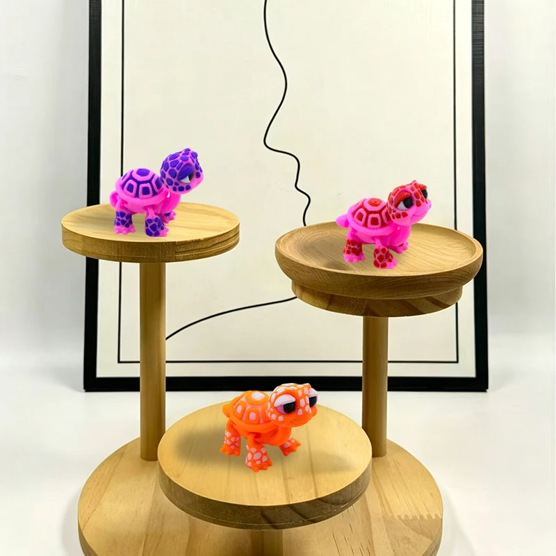 /KQM/Plastic 3D Printed Turtle Model Exquisite Cartoon Simulated Animal Model Movable Joints Desktop Decorations Holiday Gifts