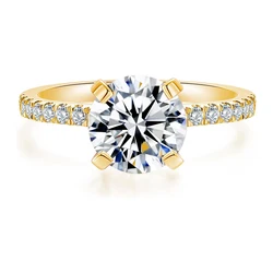 1-2 CT Moissanite Engagement Ring D Color Laboratory Diamond Rings Jewelry 18K Gold Plated S925 Silver with Certificate