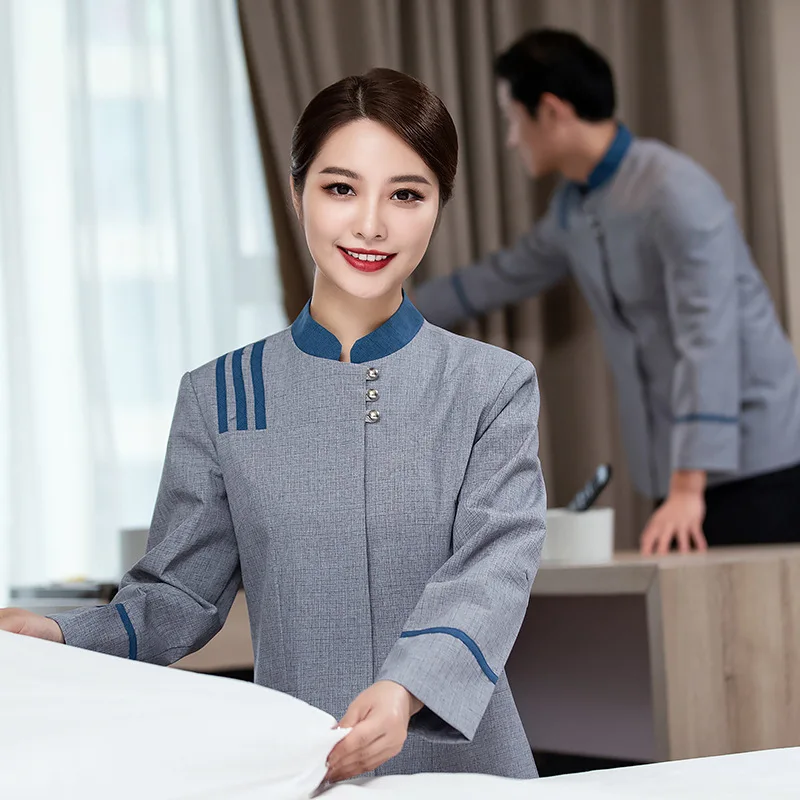 

Hotel Room Cleaning Uniform Long Sleeve Autumn Winter Outfit Mall Community Property Cleaner Hospital Women's Cleaning Workwear