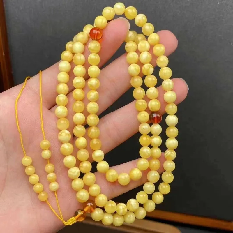 Natural Beeswax Milky White Multi-Loop Bracelet Versatile Accessory Loose Beads