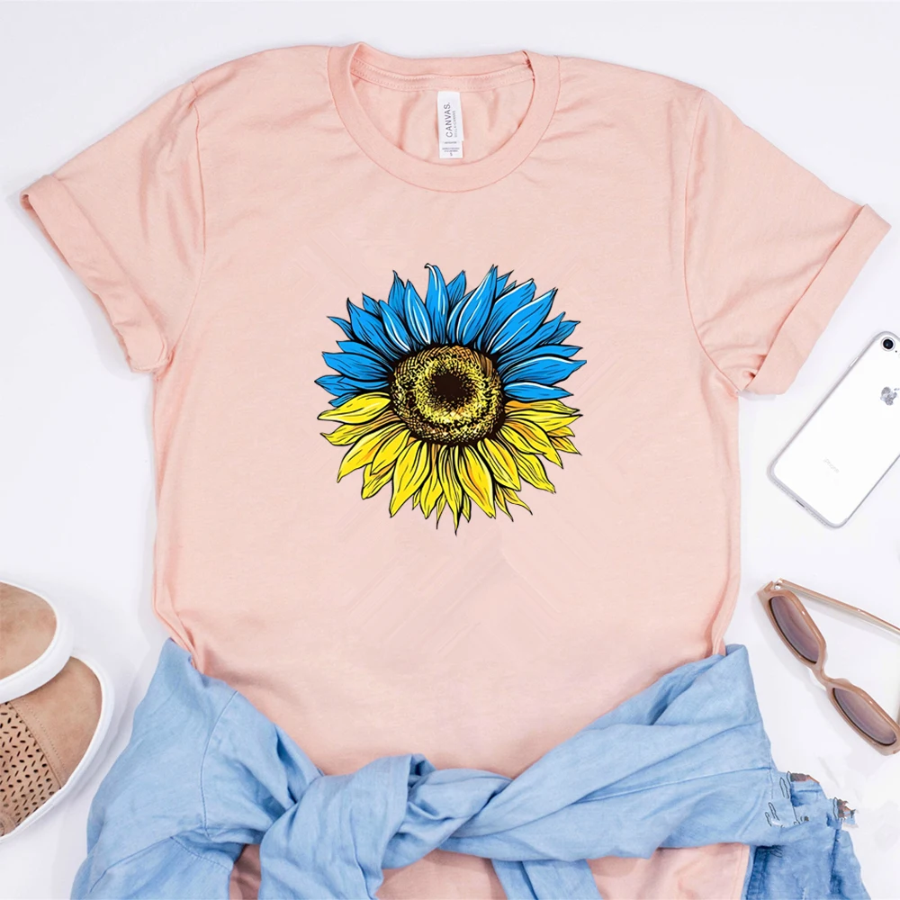 Sunflower Ukraine T Shirt I'm Ukrainian Shirt Women Vintage Sunflower Graphic Tee Kawaii Floral Short Sleeve Tees Ucrania Tops