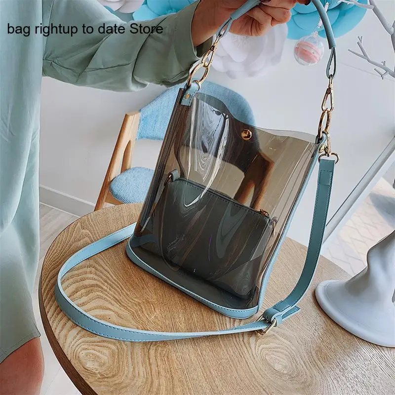 Summer Transparent One Shoulder Crossbody Bucket Bag for Women