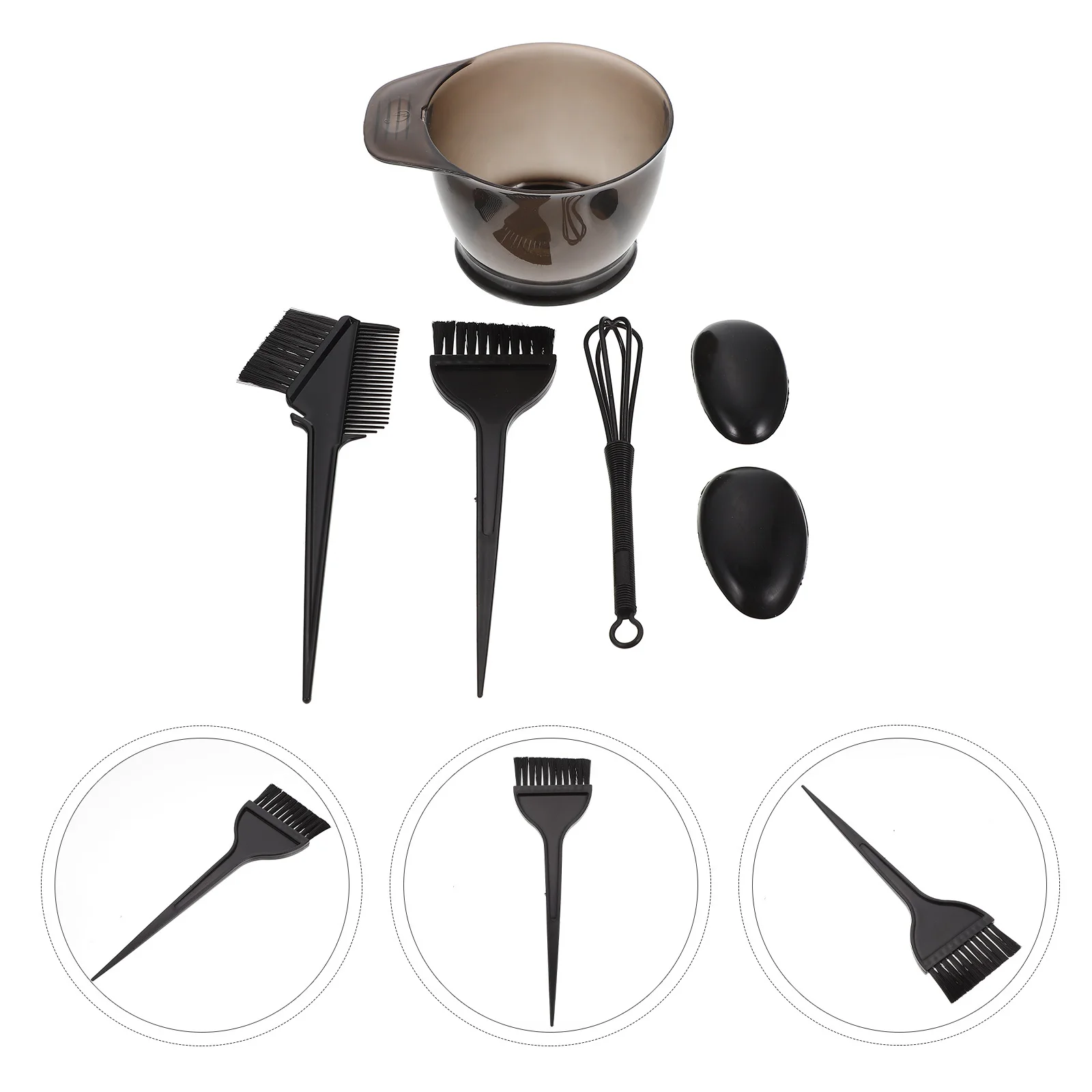 

1 Set Coloring Kit 3 Brushes Mixing Bowl Dye Tint Bleaching Tools Salon Use Sturdy Plastic Hair Dyeing Set Earmuff No Pull Comb