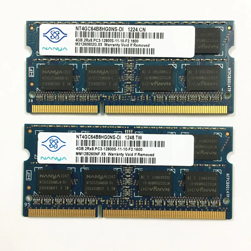 Nanya DDR3 RAMS 4GB 2RX8 PC3-12800S-11-10-F2 1600 DDR3 4GB 1600MHz laptop memory