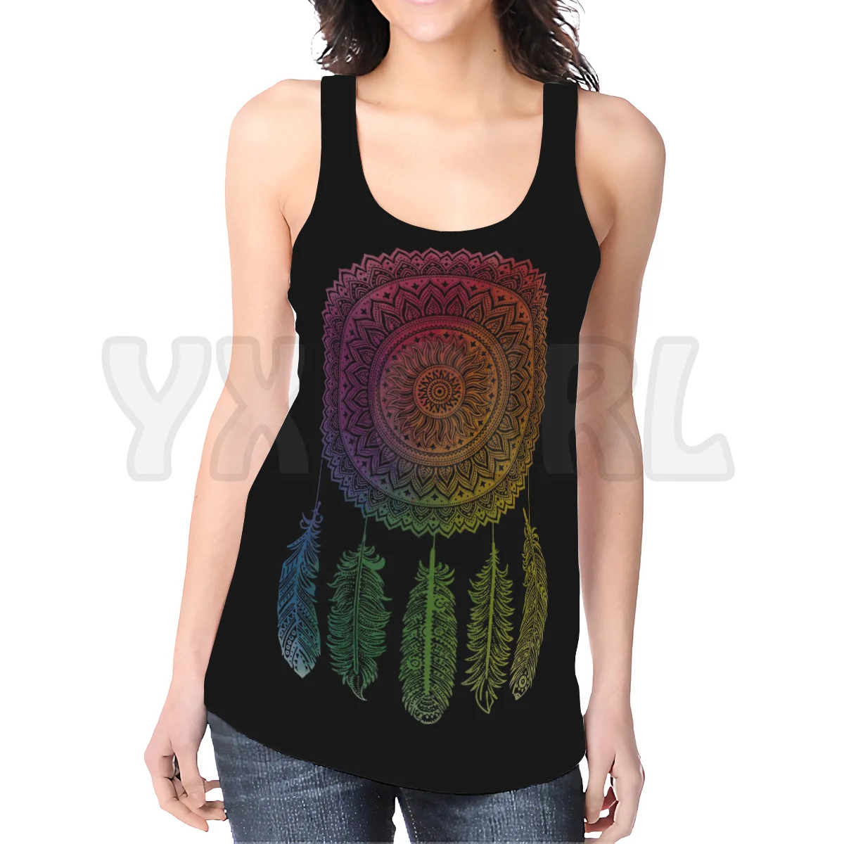 

YX GIRL Native Dream 3D Printed Sexy Backless Tops Summer Women Casual Tees Cosplay Clothes