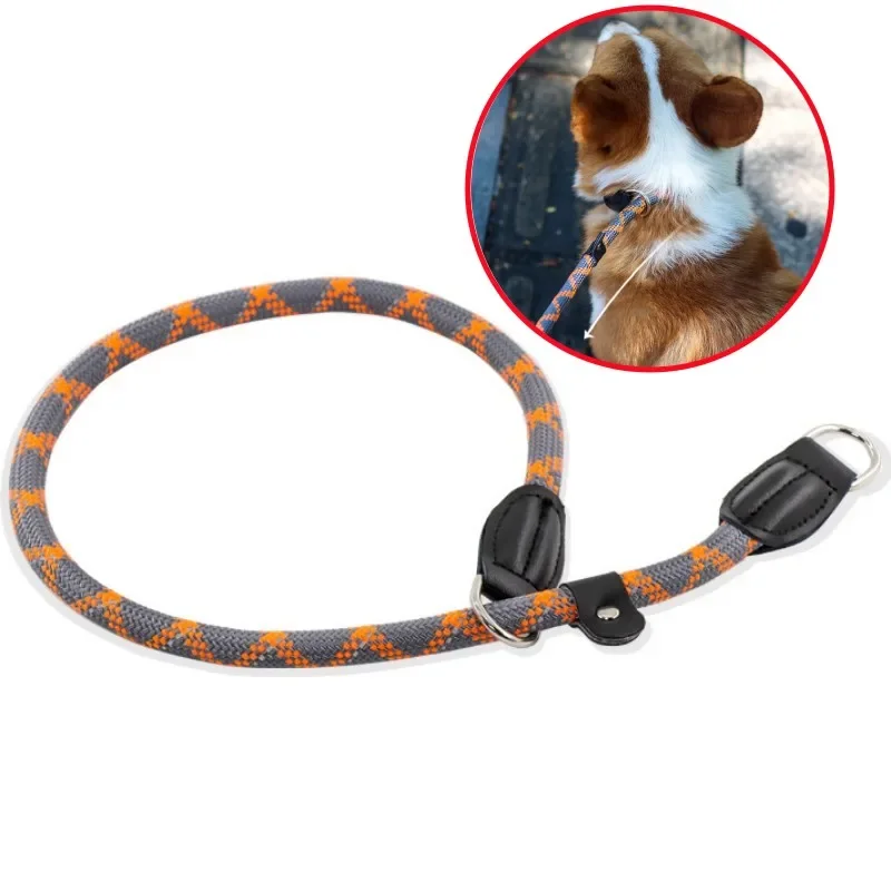 Dog Collar P Chain Adjustable Dogs Collars Reflective Pet Chain Nylon P Rope Harness Dog Walking Puppy Training Pet Supplies