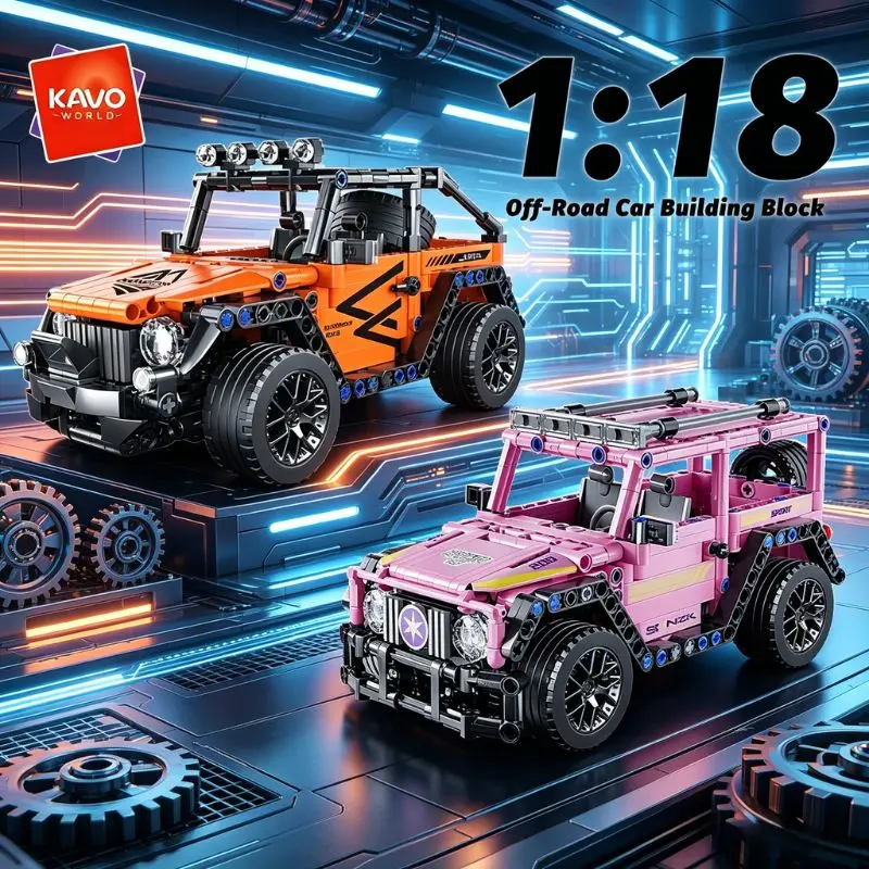 

KAVOWORLD 477/485PCS Technical Off-Road Vehicle Building Blocks Colorful DIY Assembly Car Model Educational Toy for Car Lovers