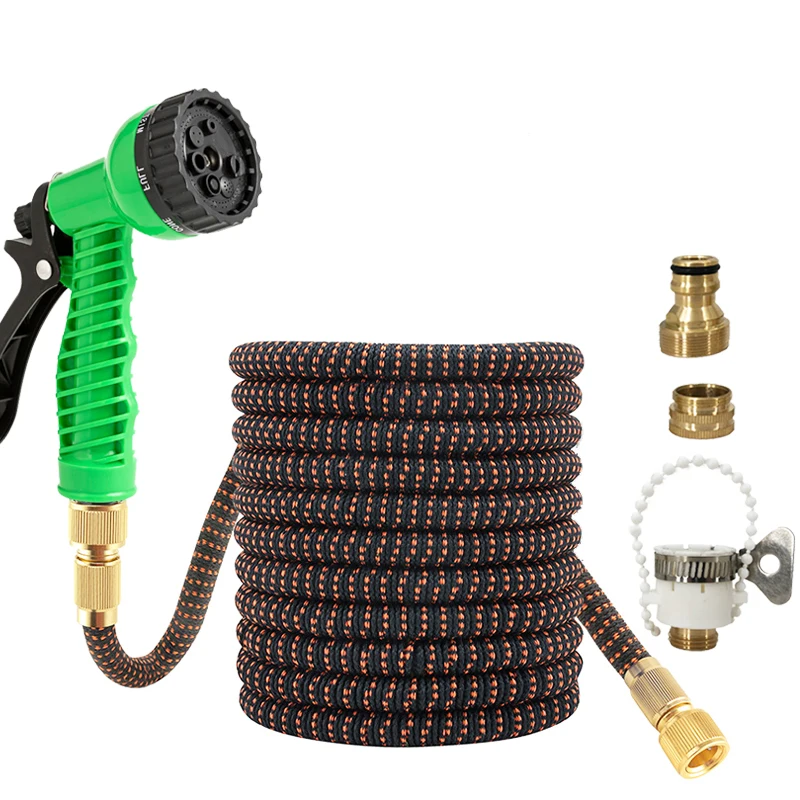 

Растягивающийся садовый шланг Magic Garden 25-125 футов, пистолет-распылитель с 7 функциями, водяной пистолет высокого давления, принадлежности для полива сада