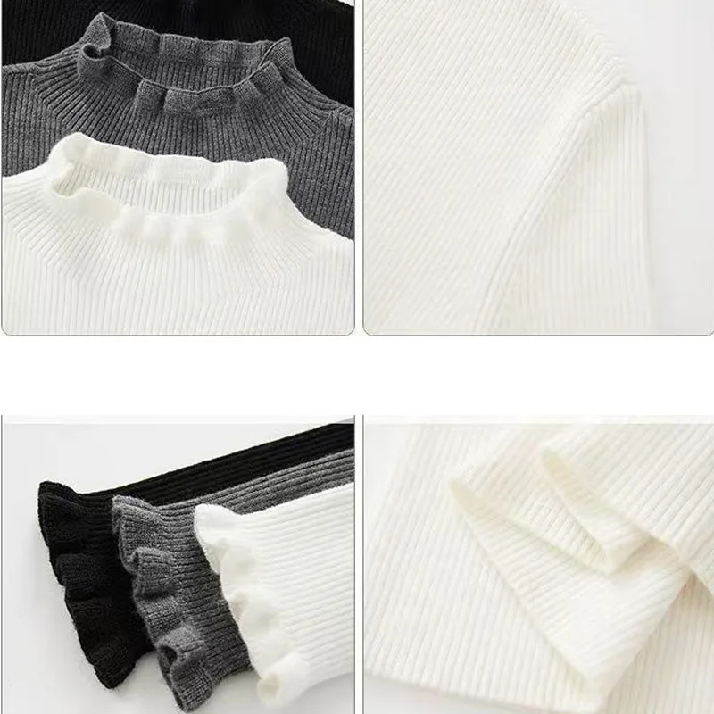 Mode Verstoorde Kraag Gebreide Trui Vrouwen Truien Lange Mouw Witte Gebreide Trui Trui Vrouwen Tops Sueters De Mujer Q2076