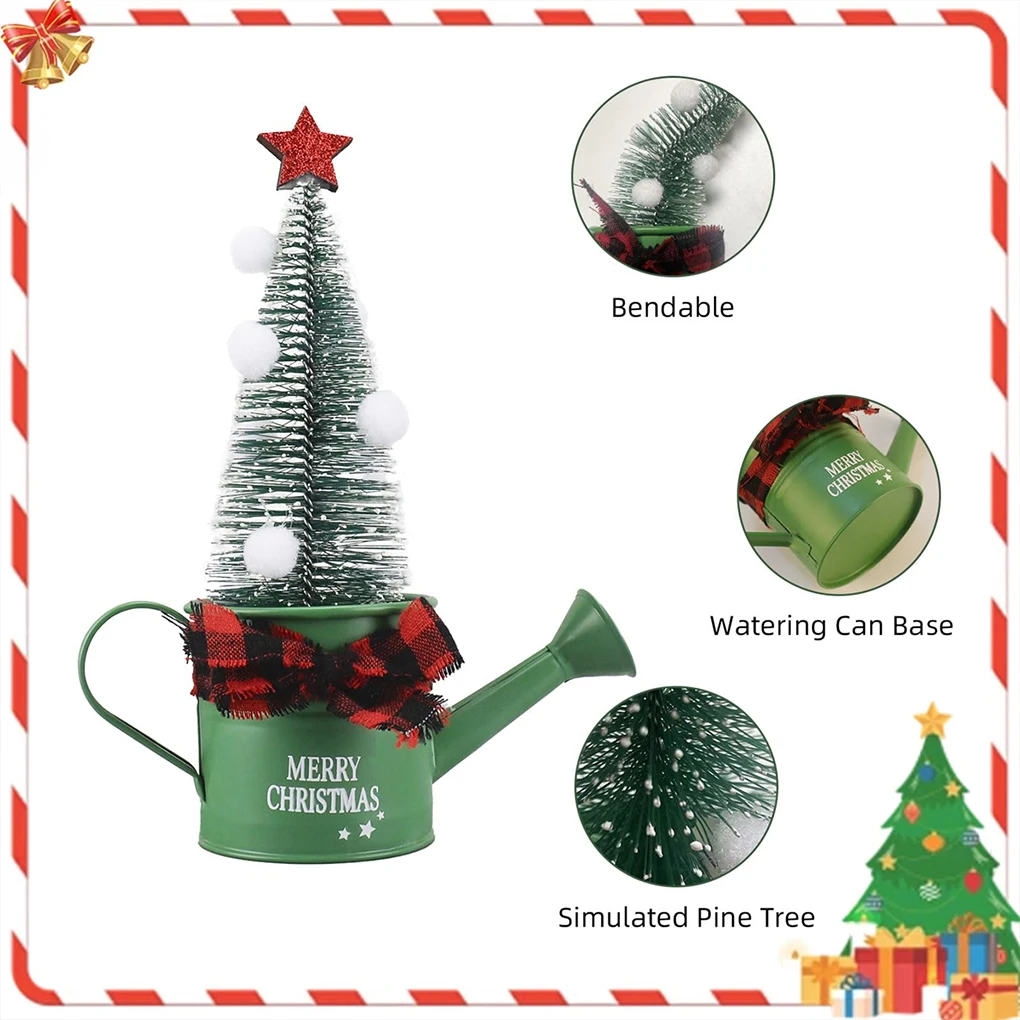 Mini Christmas Tree Stand With Snow Can Base For Watering Versatile Decoration Artificial