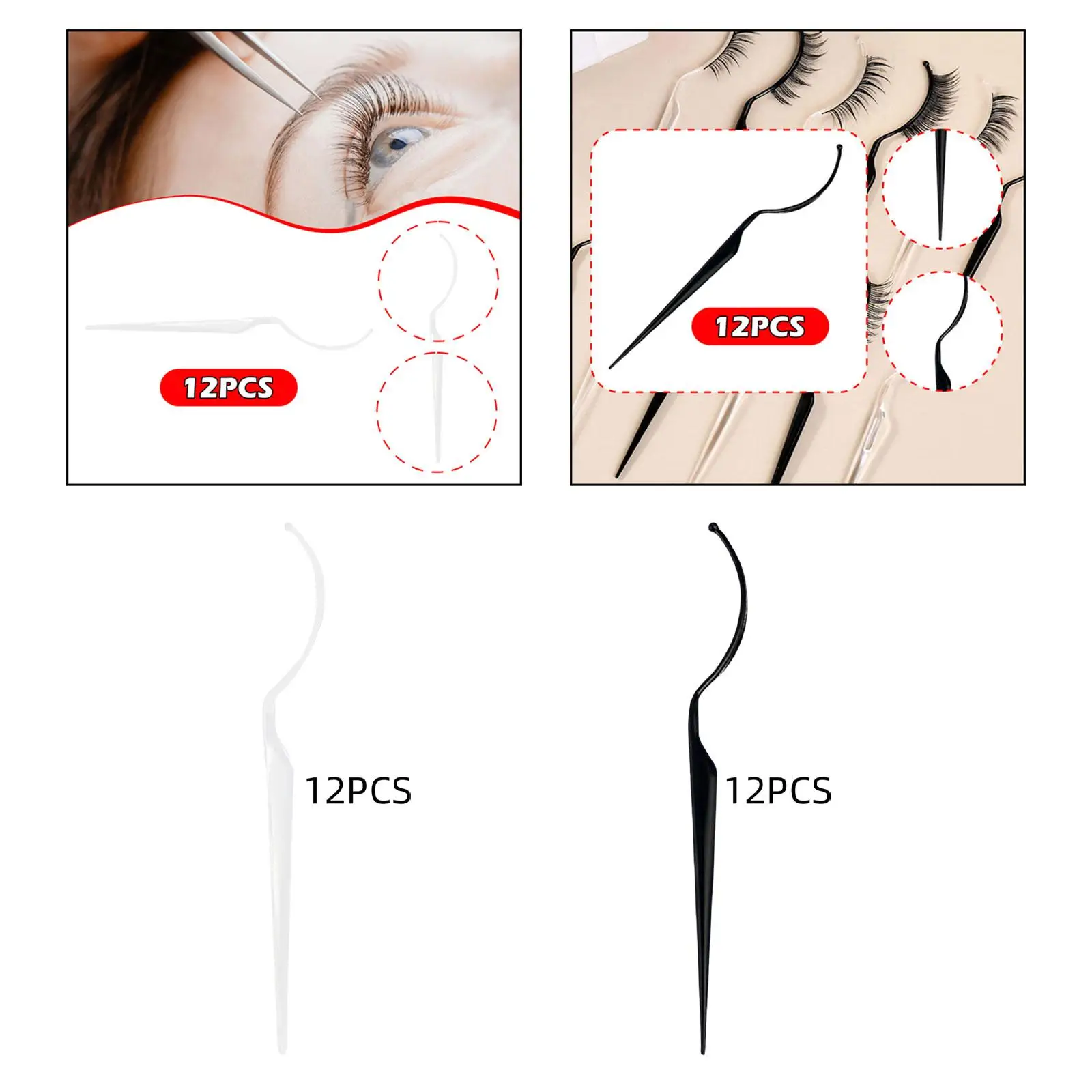 

12x Eyelashes Display Sticks Convenient Effect Exhibition Eyelashes Applicator Tools for Skilled Travel Makeup DIY Beauty Salons