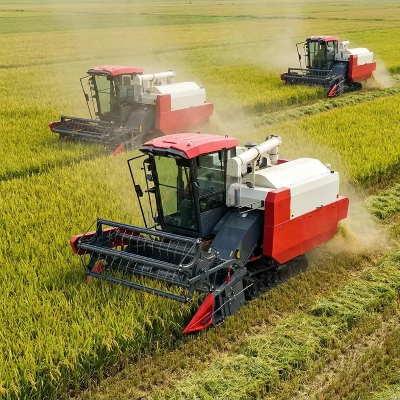 Gear Drive Rubber Track Harvester Multi Crop Grain Corn Wheat Picker Self Propelled Agricultural Equipment OEM Customized